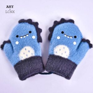 Mitten for Children Rabbit fur Thick Warm Cute Knitted Mittens For 1-6years Baby New Hanging Neck Winter Glove Soft baby gloves