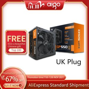 Aigo 550W Computer Power Supply ATX psu 80 plus Bronze UK Plug Active Flex  ITX 12V PC Power supply Cooling Fan For Intel AMD PC