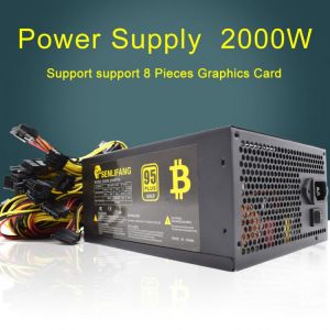 2pcs wholesale 2000W  ATX Power Supply 95% High Efficiency for Ethereum S9 S7 L3 Rig Mining 180-260V bitcoin miner asic