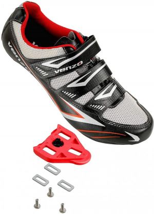 Venzo Bicycle Men's Road Cycling Riding Shoes - 3 Straps- Compatible with Peloton Shimano SPD & Look ARC Delta - Perfect 