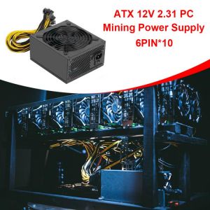 Bitcoin Miner Power Supply 2000W ATX 12V 2.31 Silent ETH BTC Mining Machine Server Power Supply Support Graphics Cards