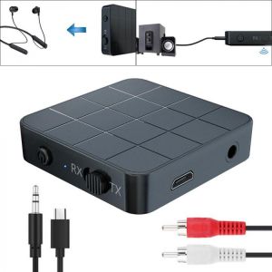 Bluetooth 5.0 2-in-1 Audio Transmitter Receiver Adapter TV Computer Speaker Car Stereo Wireless Audio 3.5mm AUX Jack RCA Adapter
