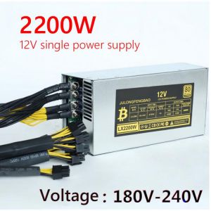 2200W 180-260V ATX Mining Bitcoin Power Supply 95% High Efficiency 6Pin Active PFC for BTC Bitcoin ETH Ethereum Server