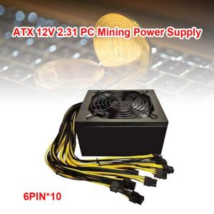 2000W Silent Mining Machine Power Supply  ATX 12V 2.31 Support 10x 6 Pin Graphics Cards Bitcoin Miner Power Supply