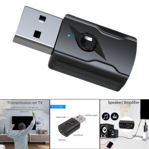 Portable Mini USB Bluetooth 5.0 Audio AUX Transmitter Receiver Adapter, Black