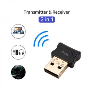 Kebidumei 2 In 1 USB Bluetooth 5.0 Dongle Adapter Wireless Bluetooth Transmitter Receiver For PC Laptop Headset Keyboard Mouse