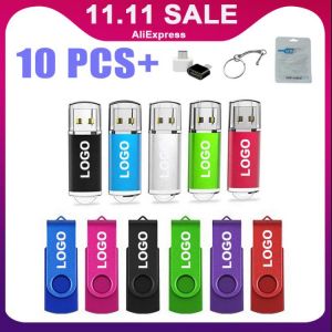10PCS/lot  Colour USB Flash Drive Pen Drive 1GB 2GB 4GB 8GB 16GB Pendrive Memory Stick 32GB 64GB USB Stick Gift Free Custom LOGO