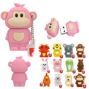 USB Chinese Zodiac Signs Memory Stick 32 64 128 4 8 16 256 gb Pendrive usb2.0 256GB USB Monkey/Pig/Rabbit Flash Drive mini gift