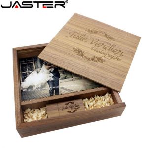 JASTER Maple Photo Album Wood USB+Box Memory Stick Pendrive 8GB 16GB 32GB 64GB 128GB Photography Gift Free LOGO (170*170*35 MM)