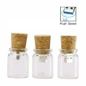 USB 3.0 Glass Drift Bottle with Cork USB Flash Drive High Speed Glass Bottle Pendrive 4GB 8GB 16GB 32G 64G Creative Wedding Gift