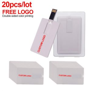 20pcs/lot Slim Bank Cards Memory Stick Credit Card USB Flash Drive 64GB Pendrive 4GB 8GB 16GB 32GB Pen Drive 2.0 for Office Gift