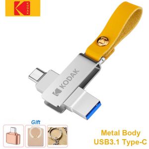 Kodak Metal OTG USB Flash Drive 128GB 64GB 32GB USB3.1 Pendrive Cle USB Flash Stick Type C 2 in 1 USB Stick Dual for Macbook PC