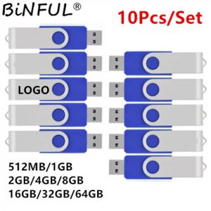 Binful Pen drive 10pcs/Pack 512mb 1gb 2gb 4gb 8gb 16gb 32gb 64gb Usb Flash Drive Metal Swivel Memory Stick Thumb Drives Gifts