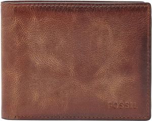 Fossil Men's Derrick Leather RFID-Blocking Bifold with Flip ID Wallet, Brown