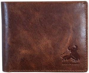 Mens RFID Blocking Bifold Wallet Soft Genuine Leather Brown Western