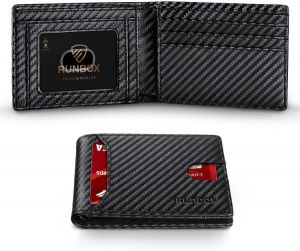 Runbox Leather Bifold Wallets for Men with Rfid Blocking Large Capacity ID's Window Front Pocket Mens Wallet