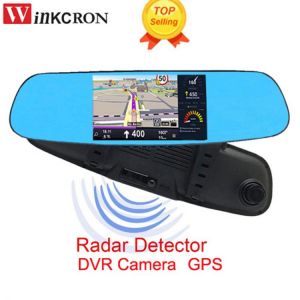 5.0" IPS Touch GPS Navigation 3 in 1 Radar Detector Car Rearview Mirror Full HD 1080P Video Recorder Dvr Camera Free map