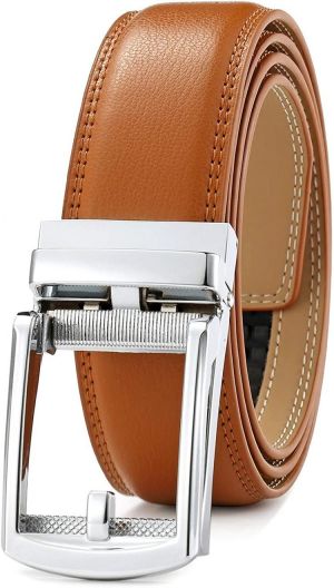 Men's Belt,Ratchet Dress Belt with Automatic Buckle Brown/Black-Trim to Fit-35mm wide