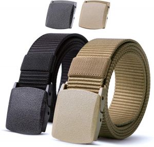 Nylon Military Tactical Men Belt 2 Pack Webbing Canvas Outdoor Web Belt with Plastic Buckle gift for Men