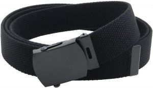 Canvas Web Belt Military Style with Black Buckle and Tip 56" Long Many Colors
