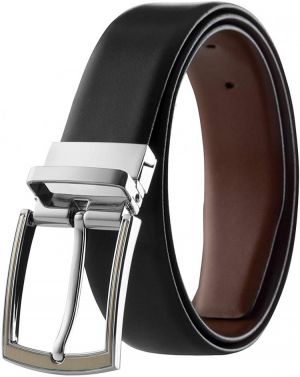 Men's Reversible Classic Dress Belt Italian Top Grain Leather Black & Brown Rotating Buckle by Prospero Comfort