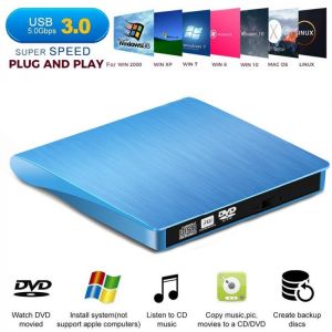 KuWFi External USB 3.0 Drive CD-RW DVD-ROM DVD-RW Burner Player USB Portable CD Reader for Windows7/8/10 PC Laptop