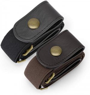2 Pack Buckle Free Comfortable Elastic Belt for Women or Men, Buckle-less No Bulge No Hassle Invisible Belts WHIPPY