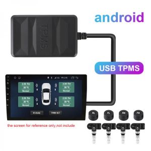Car USB TPMS Tire Pressure Monitoring System Spare Tyre Internal External Sensor Temperature Alarm for Radio DVD Player Android