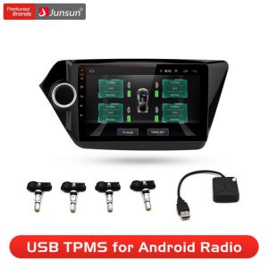 all in one place אלקטרוניקה Junsun USB Tire Pressure Monitoring Alarm System Android navigation TPMS With 4 Internal Sensors for Car DVD Player Navigation
