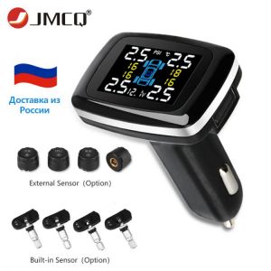 JMCQ TPMS Cigarette lighter Tire Pressure Alarm Monitor System Auto Security Warning Control Internal External sensors USB tpms