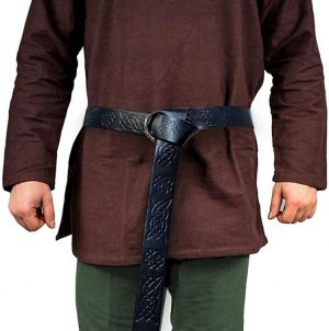 Medieval Viking Belt for Men Embossed PU Leather O Ring Belt Renaissance Knight
