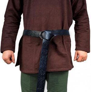 HiiFeuer Medieval Embossed PU Leather O Ring Belt, Retro Renaissance Knight Belt