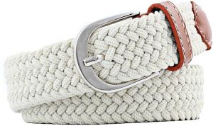 Andongnywell Unisex Stretch Belts for Men Elastic Braided Canvas Woven Casual Belt Elegant Waist Strap Cinch Waistband