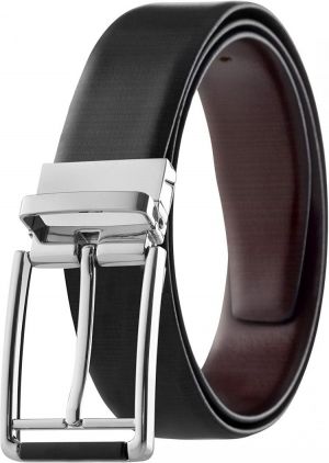 Men's Reversible Classic Dress Belt Italian Top Grain Leather Black & Brown Rotating Buckle by Prospero Comfort