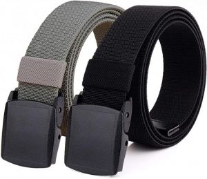 Hoanan 2-Pack Elastic Stretch Belt, Men’s All Size No Metal Nylon Tactical Hiking Belt