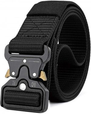 MOZETO Men's Tactical Belt, Military Nylon Web Rigger Work Carry Tool Belts for Men with Heavy-Duty Quick-Release Buckle