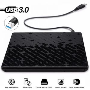 USB 3.0 Touch Control External Drive DVD-ROM CD-RW DVD-RW Burner Player Portable Reader Slim for Windows XP/7/8/10 Laptop MAC OS