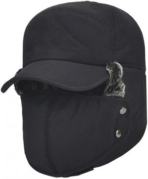 YINQAG Winter Warm Facemask Cap, 3 in 1 Bomber Hat with Full Face Ear Flap, Men Trapper hat with Fur Lined