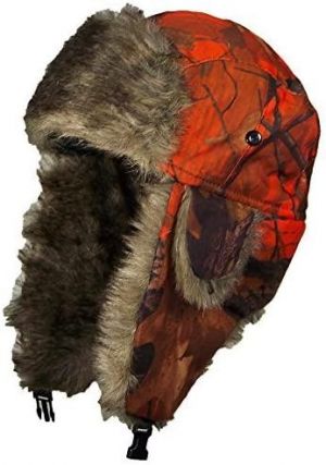 Orange Real Tree Camouflage Hunter/Trapper Winter Cap (One Size)
