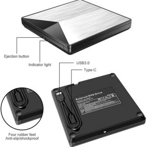 External Burner CD DVD Blu Ray 3D Drive, USB 3.0 Portable Ultra Slim DVD CD-RW Drive for Mac OS, Linux, Windows PC