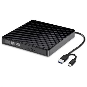 all in one place ציוד היקפי External CD DVD Drive/Burner Portable DVD CD ROM Rewriter Writer Duplicator for Laptop, Desktop, Mac, , Windows
