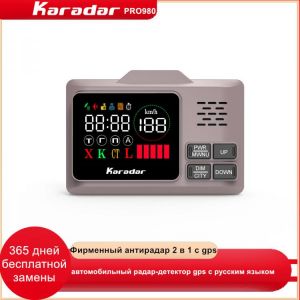 Karadar Pro980 Car Gps Anti Radar Detector with Signature Russian Language AlarmVehicle Speed Detection Police Radar for Russia