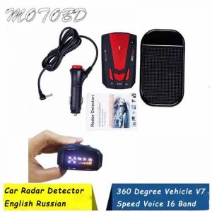 2019 Car Radar Detector English Russian Auto 360 Degree Vehicle V7 Speed Voice Alert Alarm Warning 16 Band LED Display