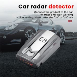 E8 Car Radar Detector 16-Band 12V Vehicle Anti Radar Detector With English Russian Voice Speed Alerts Accessories Radar Detector