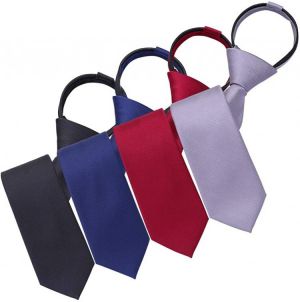 AUSKY Pre-tied Adjustable Zipper Skinny necktie,2.35inch Clip on Slim Ties for men or boys (1 Pack & 4 Packs for option)