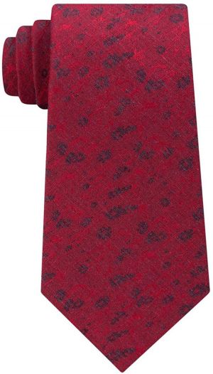 Calvin Klein Mens Daisy Silk Floral Print Neck Tie Red O/S