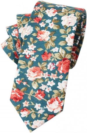 Levao-Men's Skinny Tie Floral Cotton Neck Ties for Men