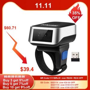 Trohestar Barcode Scanner Wireless 1D 2D Portable QR Code PDF Barcode Scanner Wearable Finger Mini Bar Code Reader Scanners