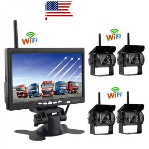 Podofo 7"  LCD Wireless Car Rearview Monitor HD Display Reverse Assistance Paking Camera System For Truck RV Bus Vehicle