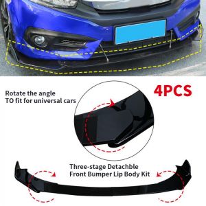 4Pcs Glossy Black Front Bumper Splitter Lip Diffuser Chin Bumper Body Kits Universal for cars